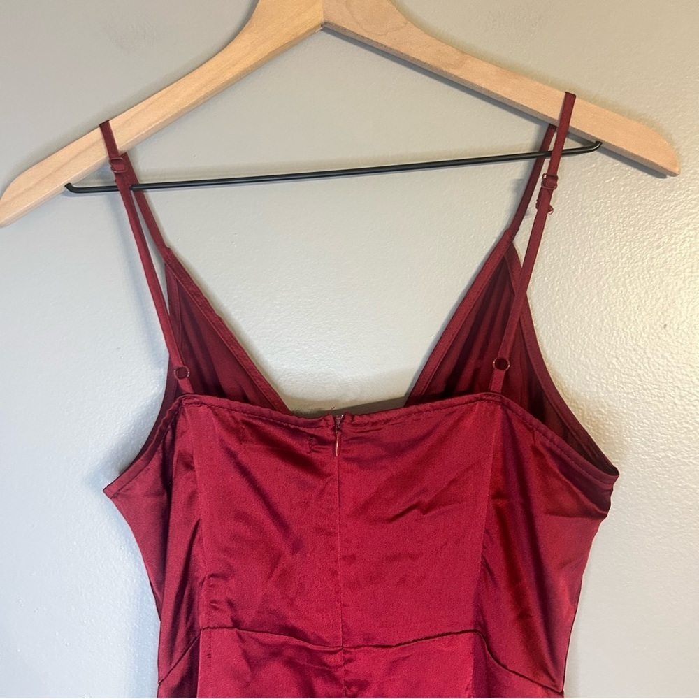 Nasty Gal Burgundy Love at First Sight Wrap Dress, Size 6 - Picture 8 of 11